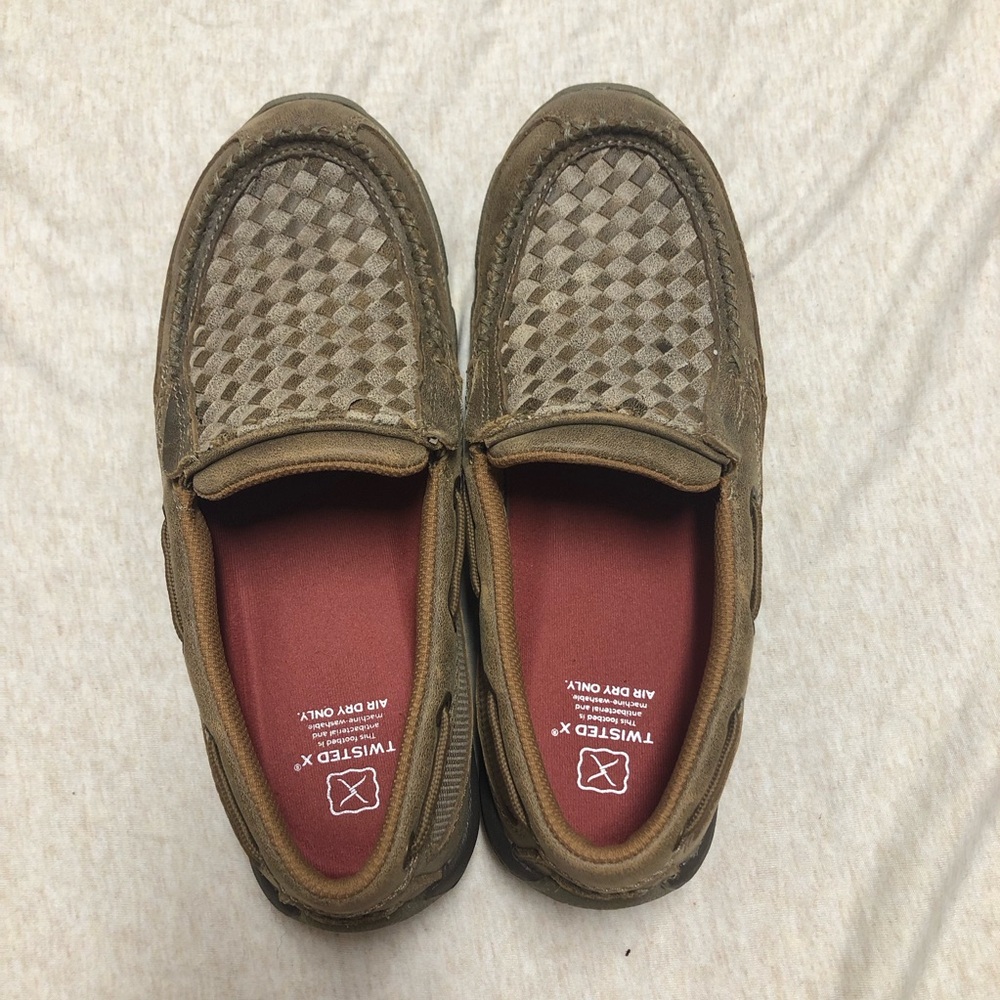 Twisted X Women’s Driving Moccasin Slip On Shoe Basketweave Leather Western